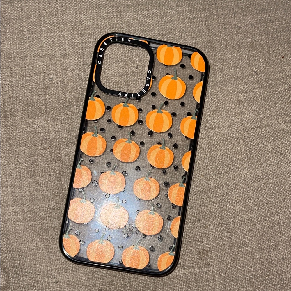 Iphone 12 promax Casetify Halloween Pumpkin Phone Case - Black and Orange